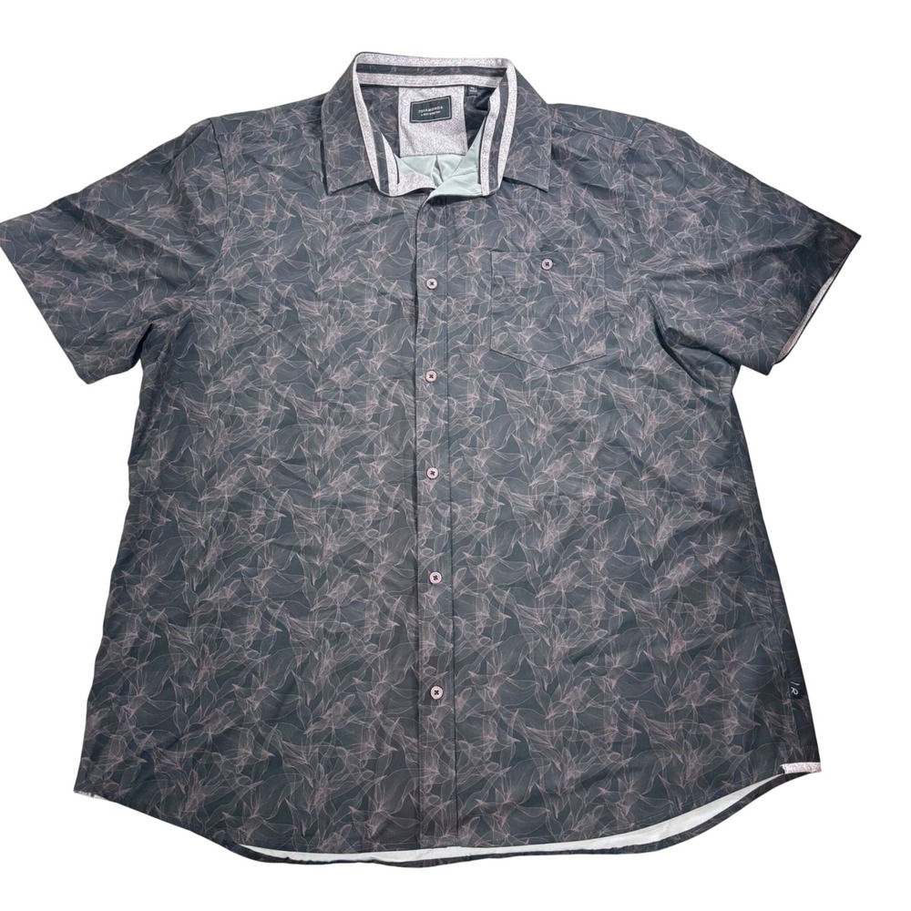7Diamonds Mens Garden of Light 4 Way Stretch Woven Shirt XXL Gray Pink Pattern